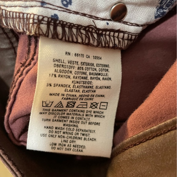 Pilcro and the Letterpress Anthropologie Red Brown Coated Ankle Tie Pants 26” - Picture 9 of 11